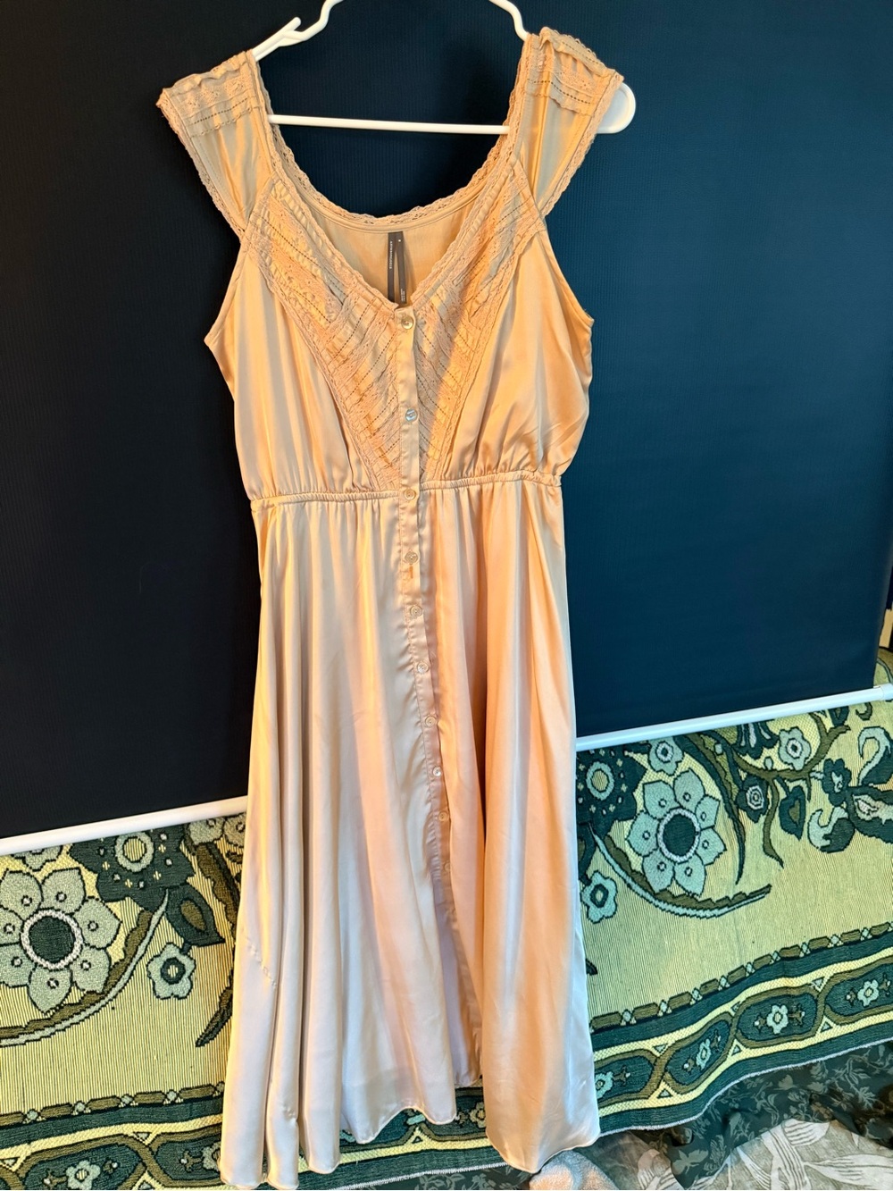 Anthropologie Peach Button-Front Midi Dress